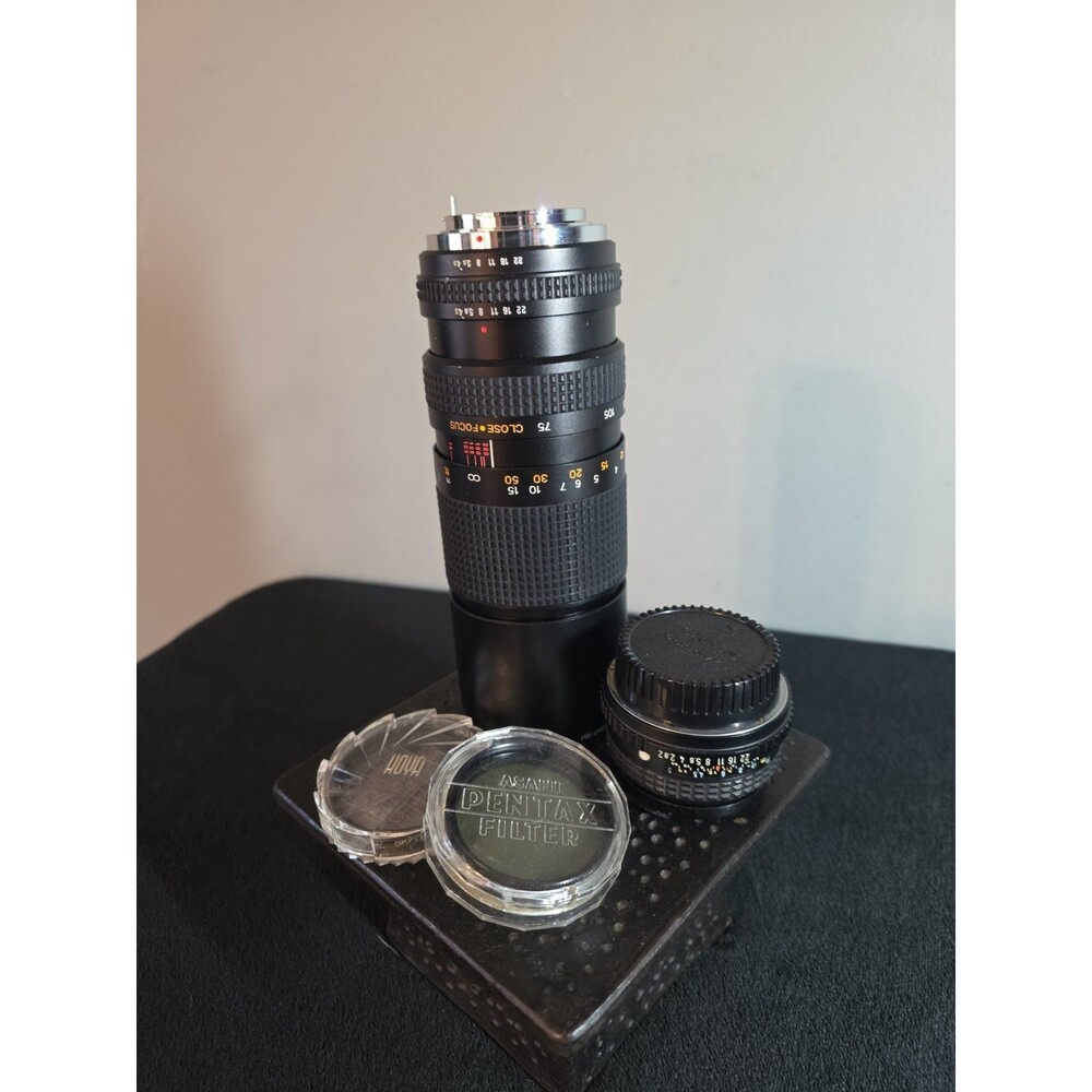 Vtg Pentax-M 50mm f2 Lens PK Mount & Tokina 75-260mm f4.5 Zoom Hoya Filter Lot